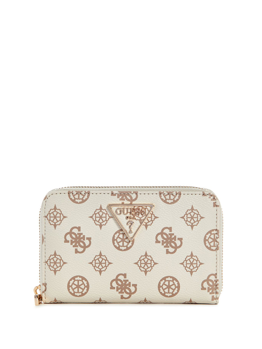 

GUESS Women Geometric Printed PU Zip Around Wallet, Cream