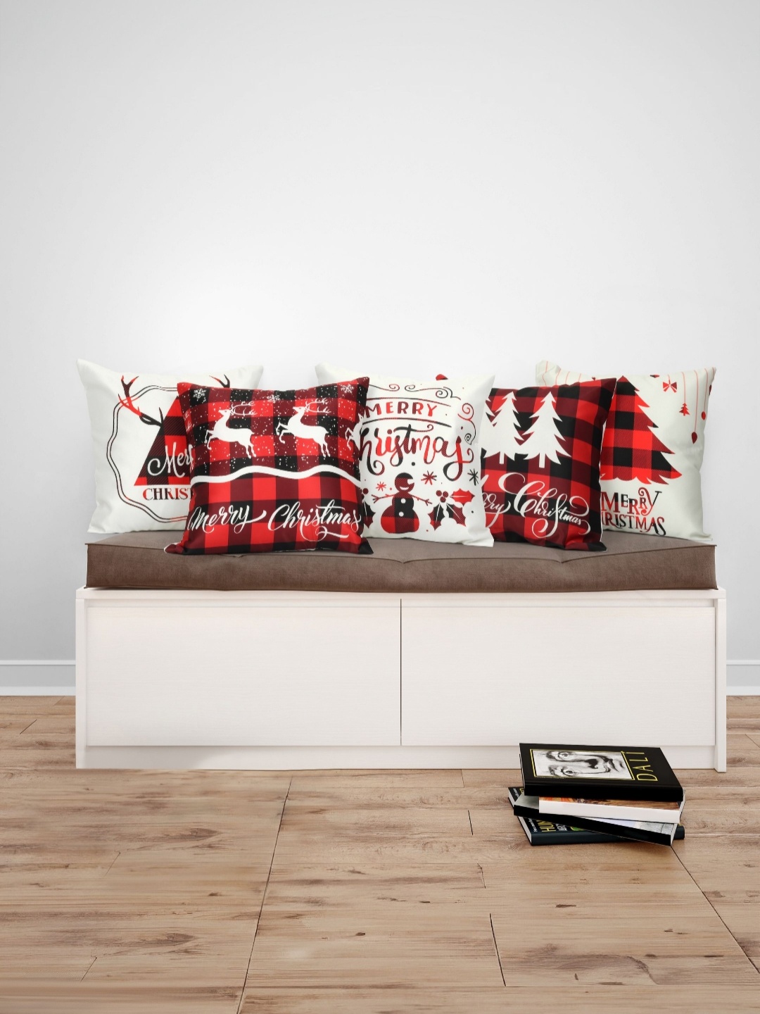 

Vendola White & Black Set of 5 Quirky Satin Square Cushion Covers