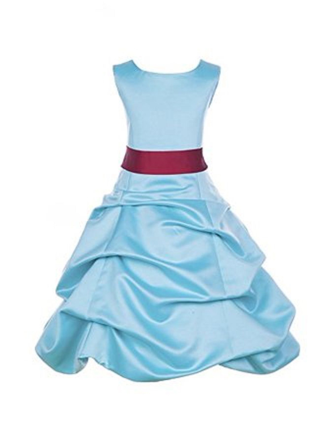 

Wish little Girls Self Design Belted A-Line Dress, Turquoise blue