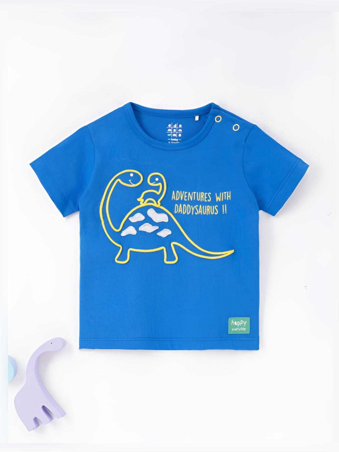 

Ed-a-Mamma Baby Boys Bio Finish Graphic Printed Round Neck Cotton T-shirt, Blue