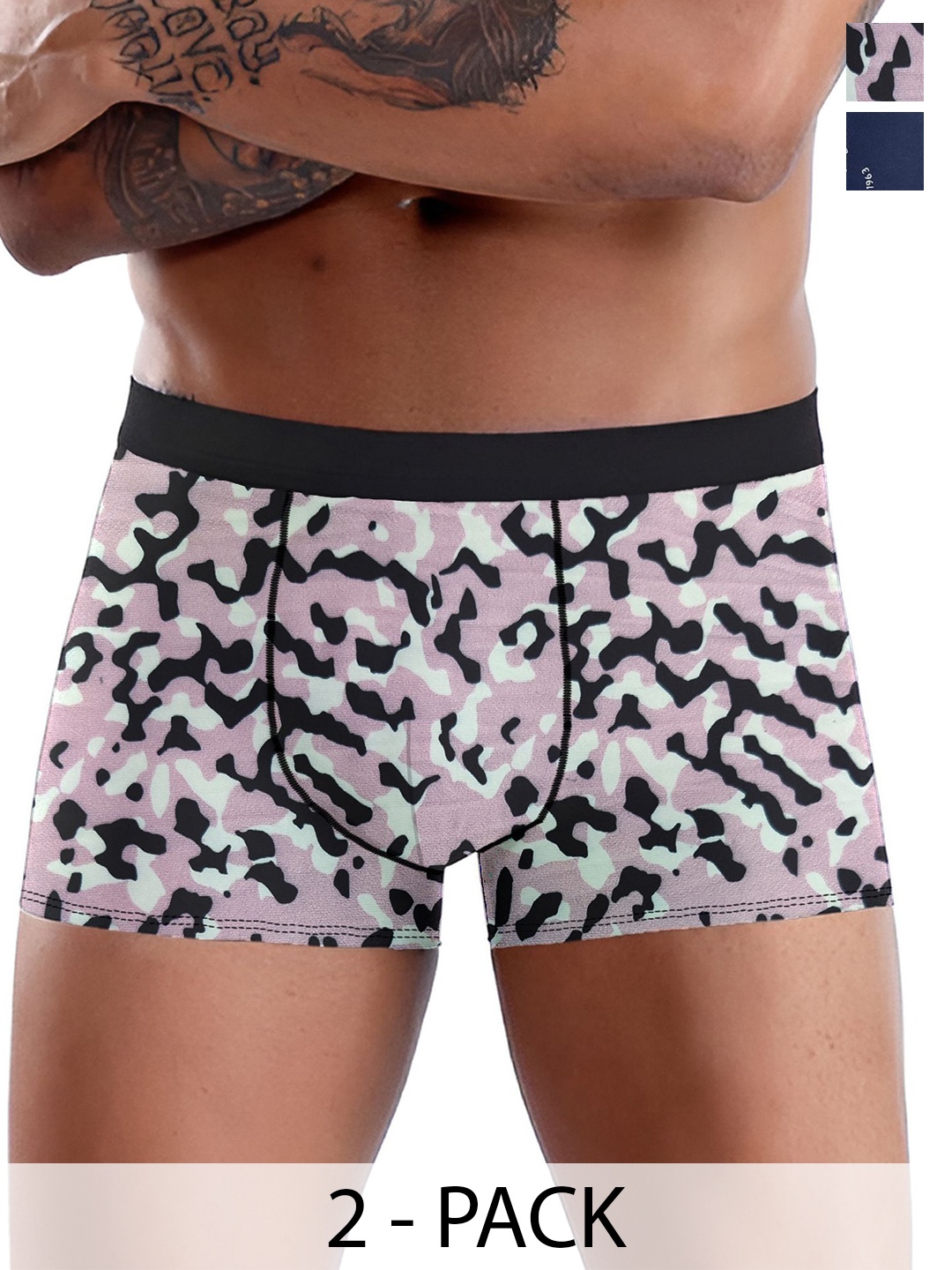 

DISPENSER Men Pack Of 2 Printed Breathability Trunk V9-C9-C15-M, Navy blue