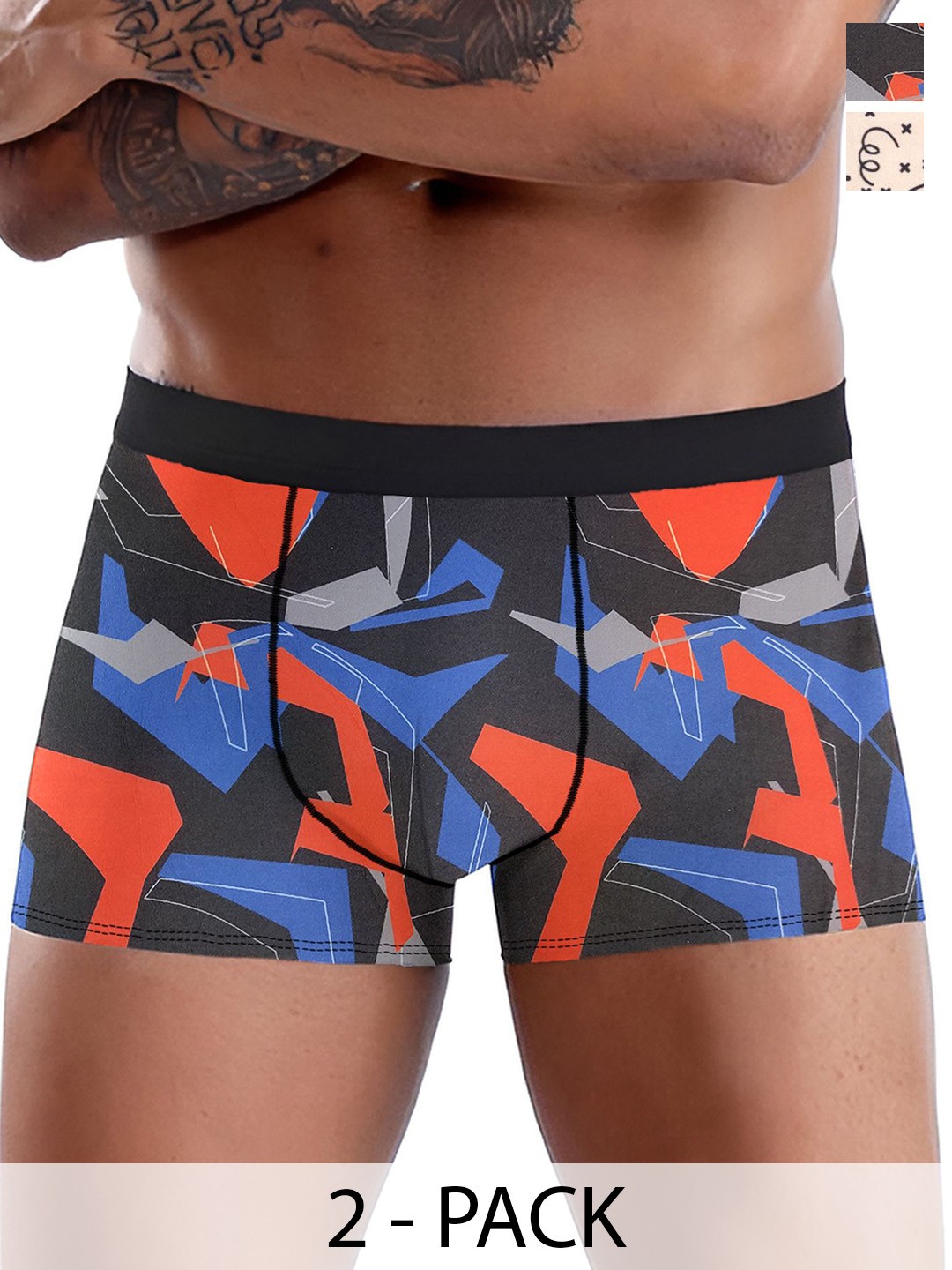 

DISPENSER Men Pack Of 2 Printed Breathability Trunk V10-C10-C18-M, Black