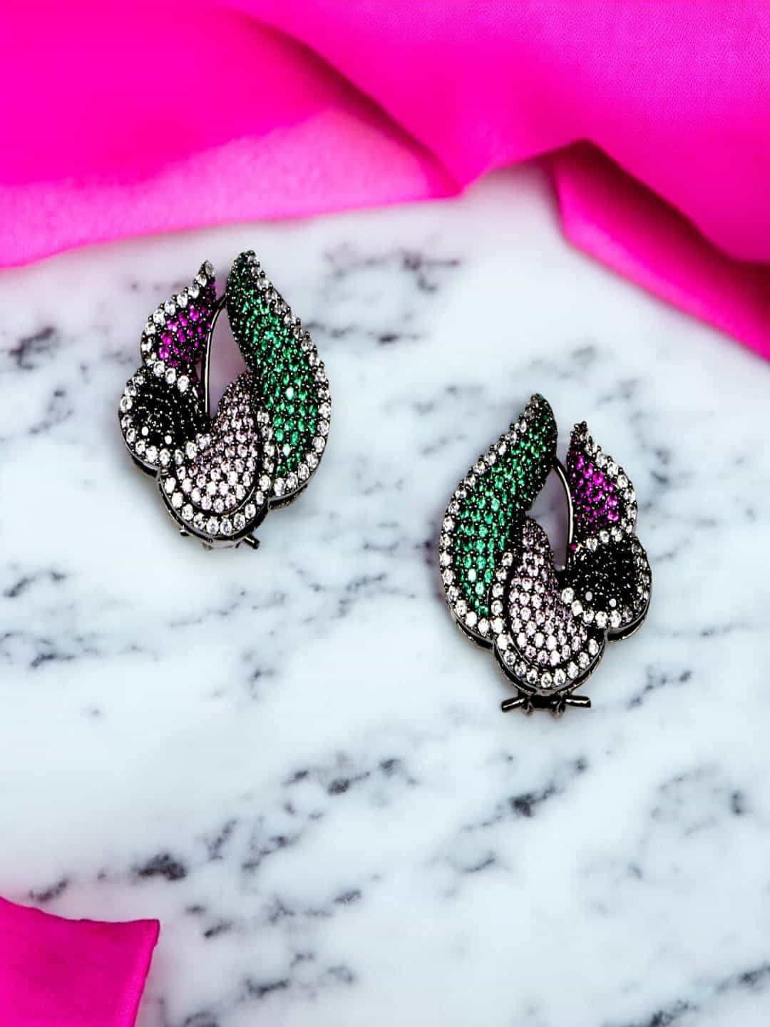 

SHARLEEZ Rhodium-Plated American Diamond Circular Studs, Green