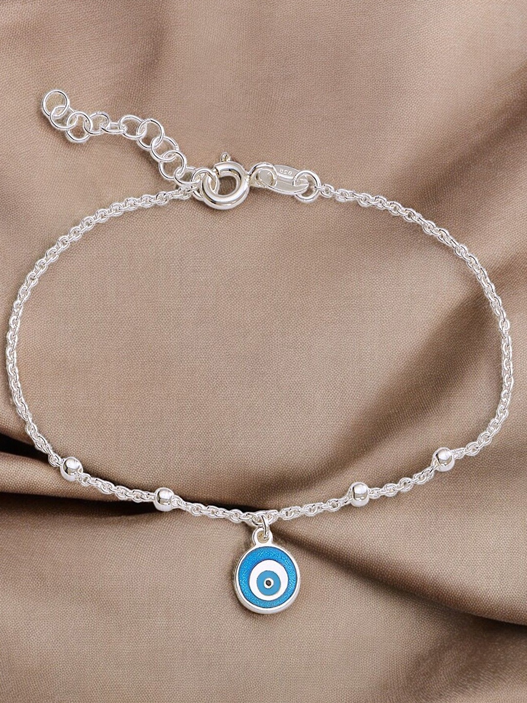 

Taraash 925 Sterling Silver Evil Eye Charm Link Bracelet