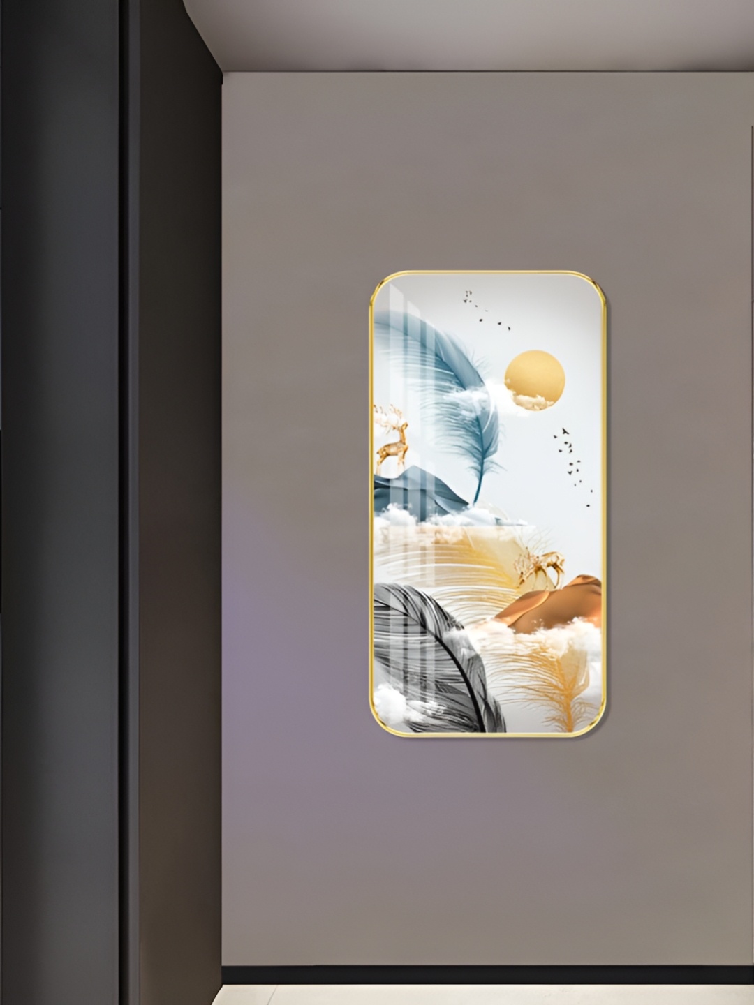 

WALLMAX Gold-Toned 1 Piece Wood Other Wall Paintings