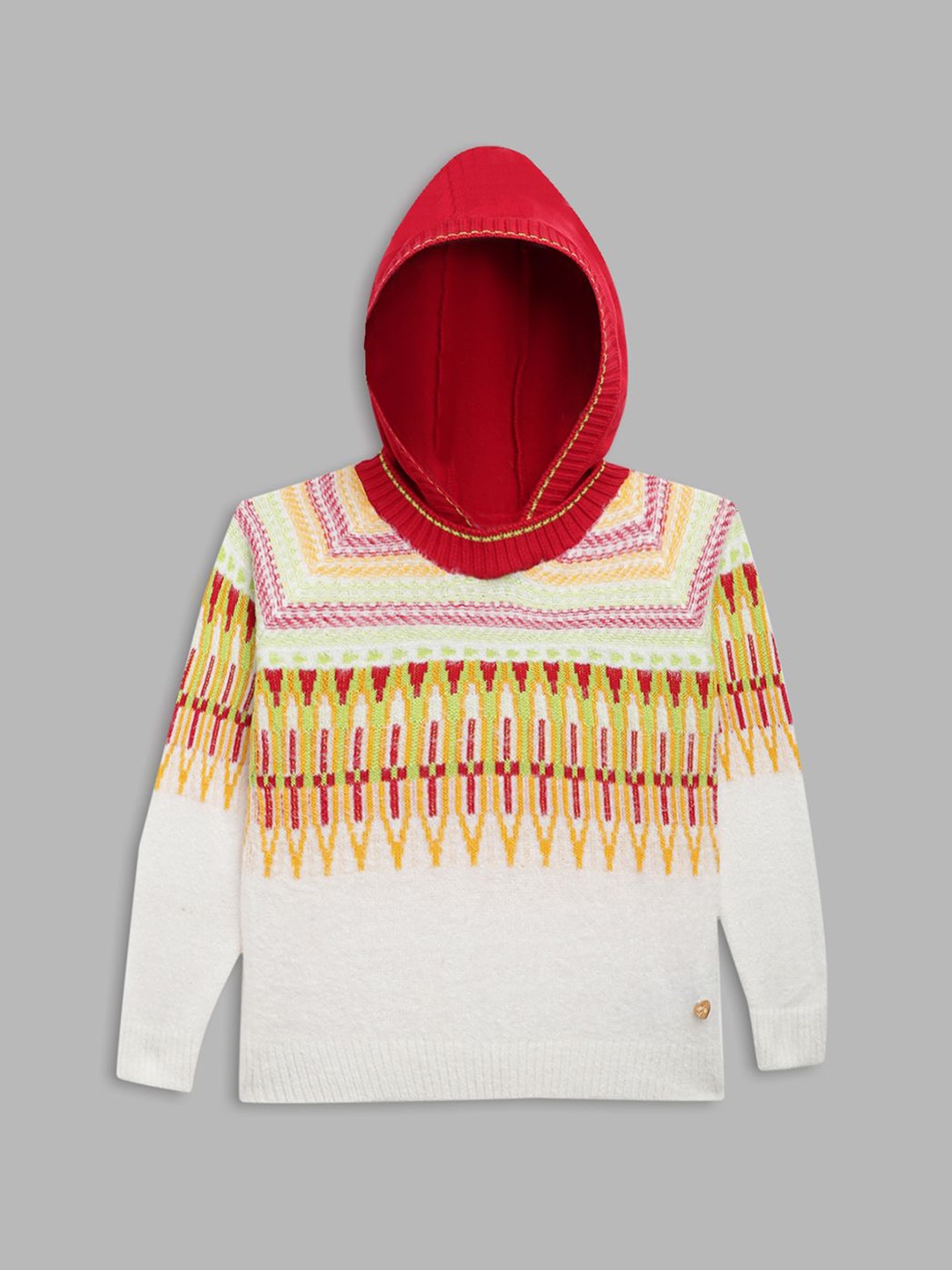 

Blue Giraffe Girls Self Design Hooded Pure Cotton Pullover, White