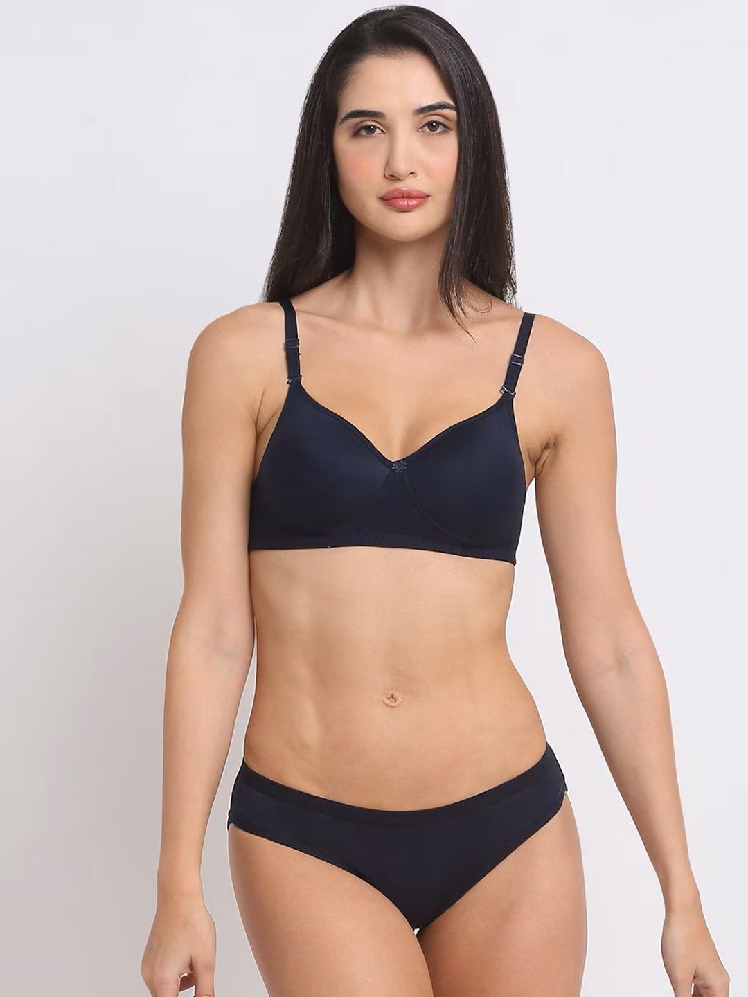 

LIONZY Women Seamless Lightly Padded Lingerie Set, Navy blue