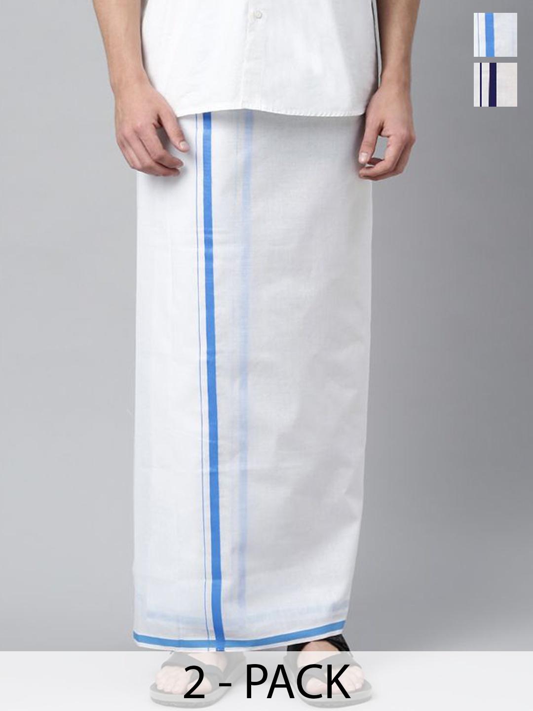 

WHITE HEART Pack of 2 Men Solid Cotton Dhotis