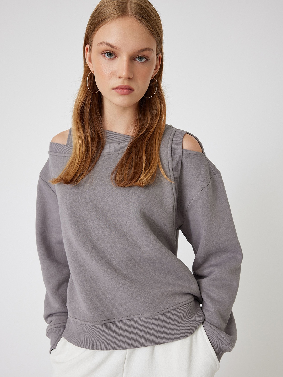 

Koton Women Solid Round Neck Cotton Pullover Sweatshirt, Blue