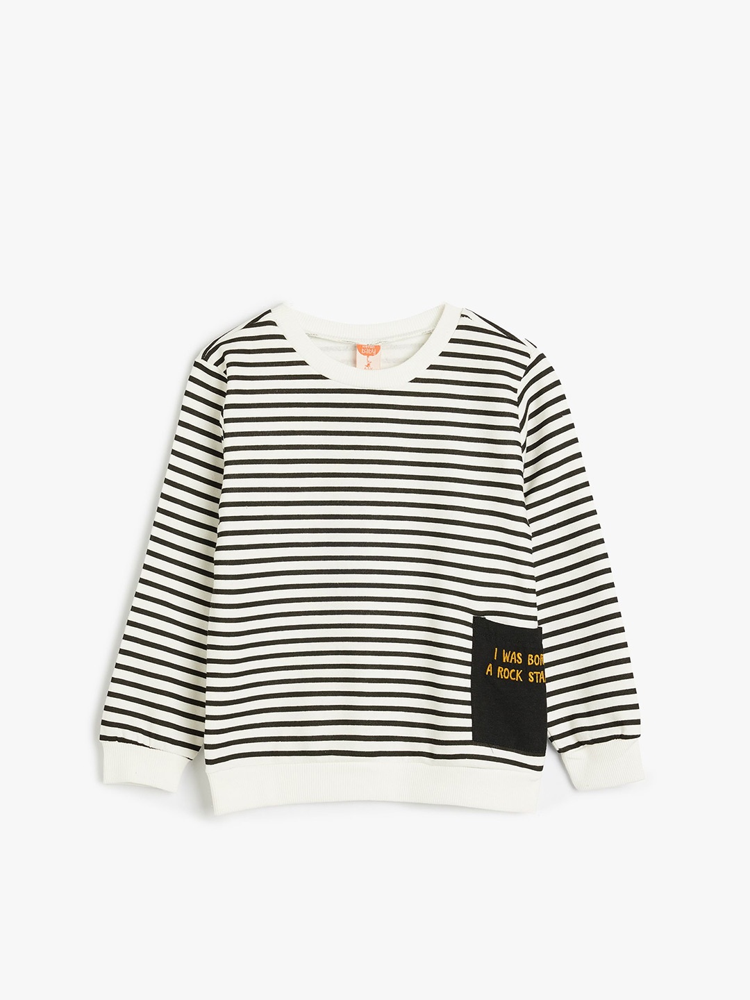 

Koton Boys Striped Round Neck Cotton Pullover Sweatshirt, White