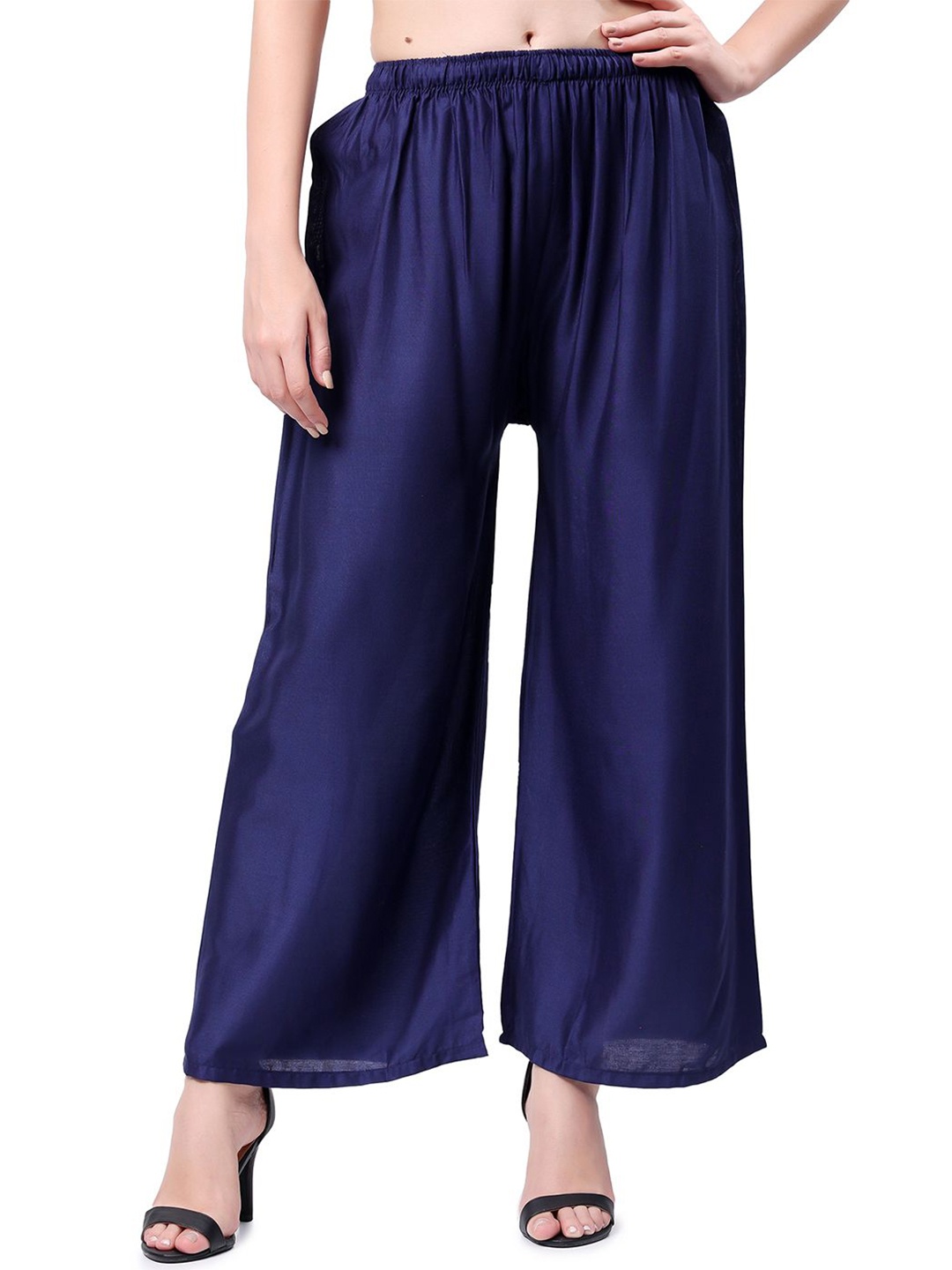 

Keviv Women Knitted Palazzos, Navy blue