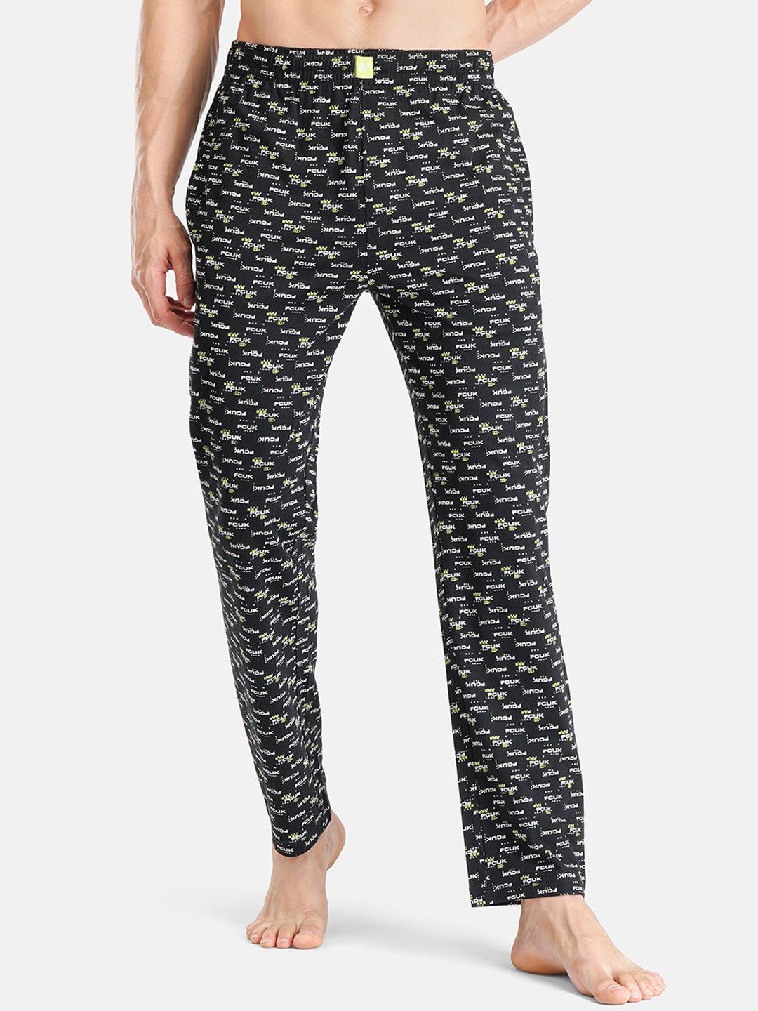 

FCUK Men Printed Comfort Fit Lounge Pants, Navy blue