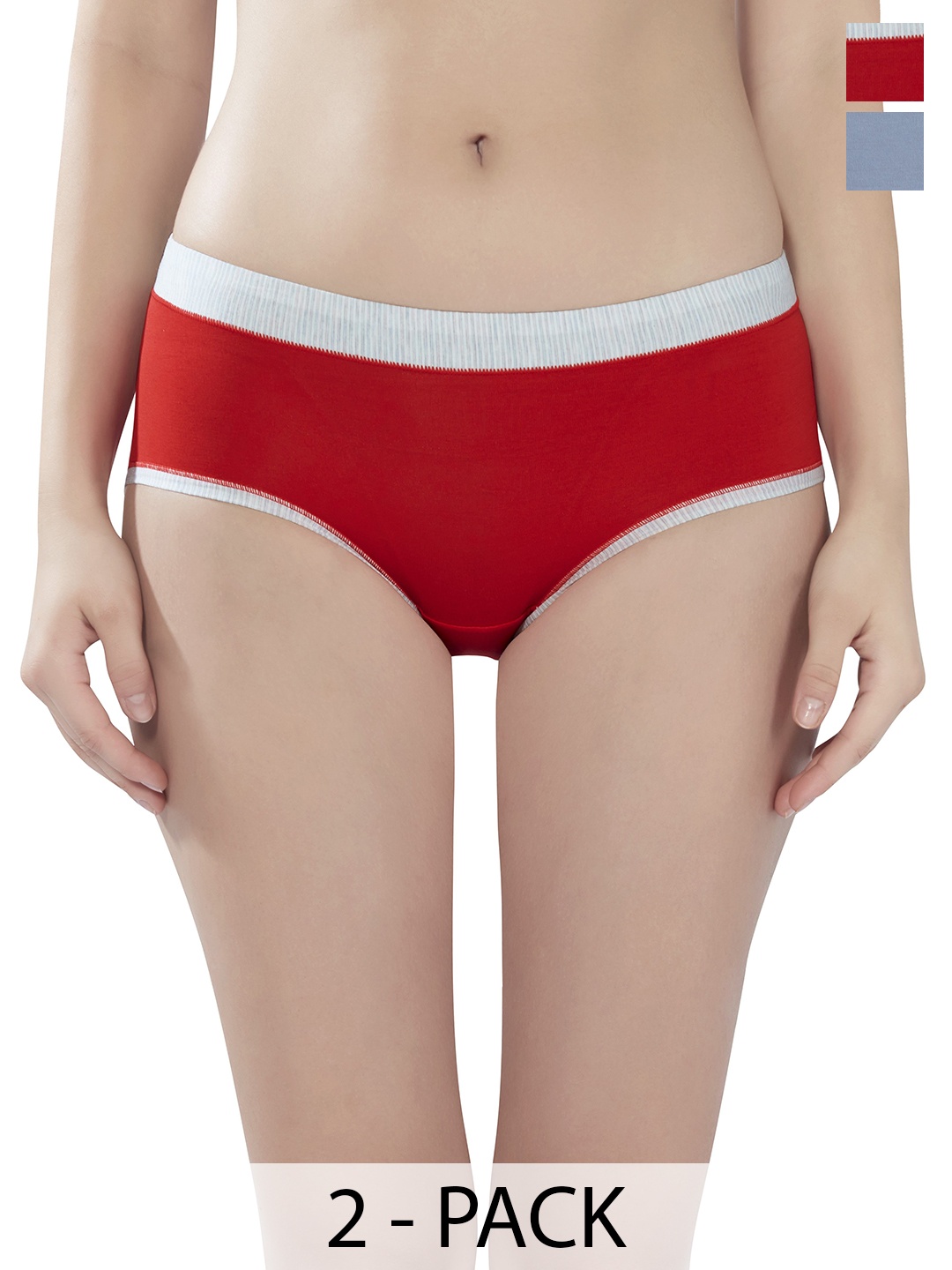 

PLUMBURY Women Pack Of 2 Hipster Briefs, Red