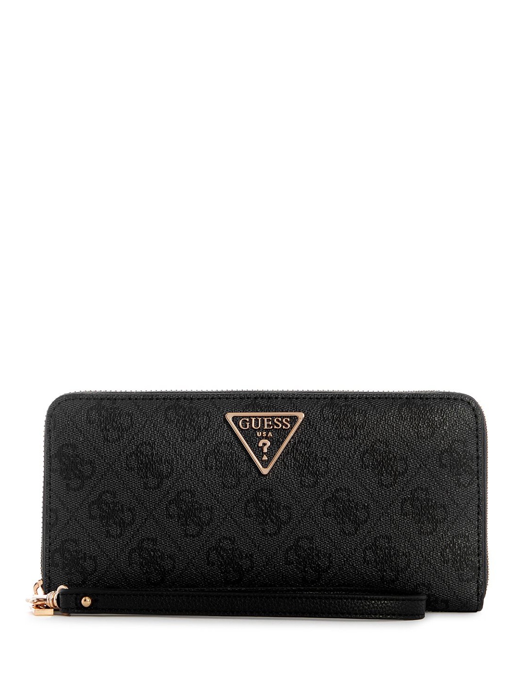 

GUESS Women Typography Printed PU Zip Around Wallet, Grey
