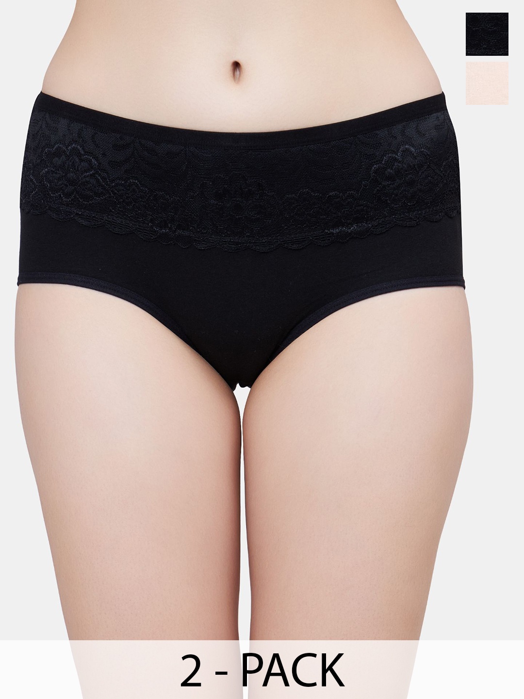 

PLUMBURY Pack Of 2 Mid Rise Hipster Briefs PLPANTY912BL/BGM, Black
