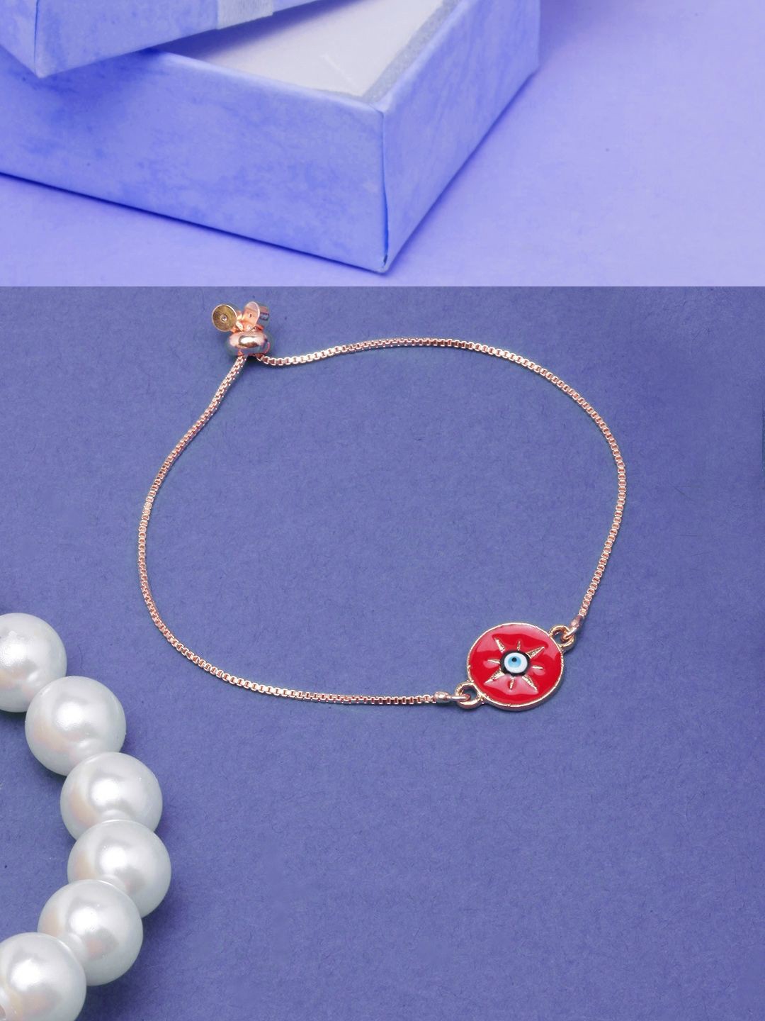 

KPOP Rose Gold-Plated Stone Studded Enamelled Wraparound Bracelet