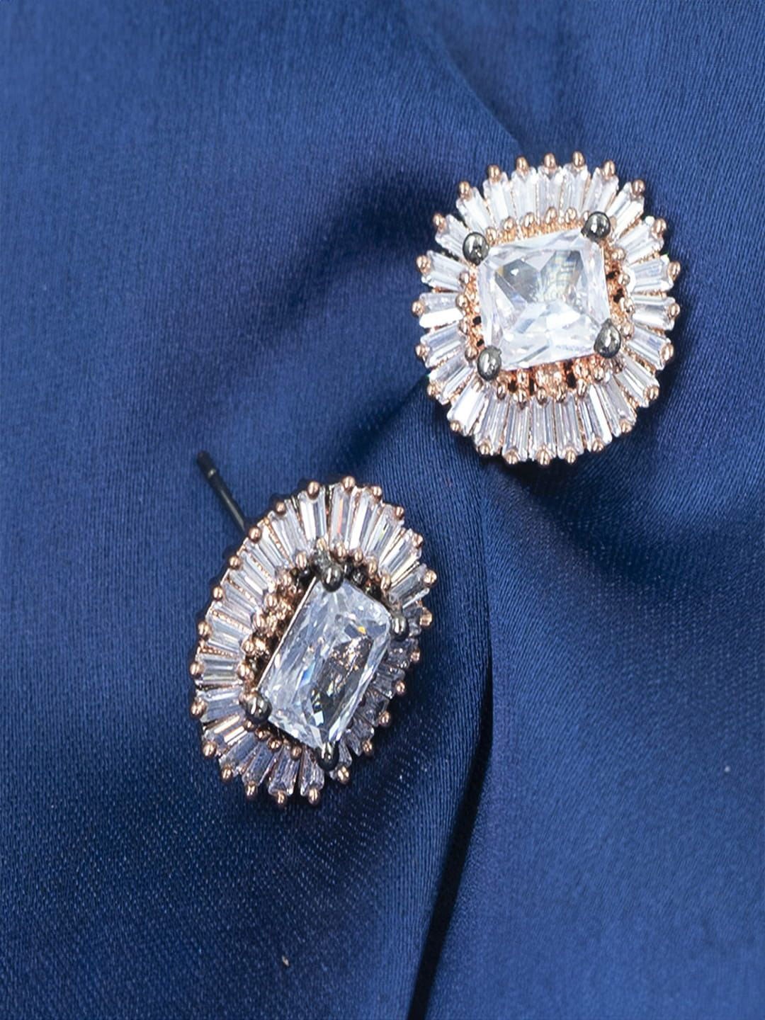 

SHARLEEZ Rhodium-Plated Cubic Zircon Contemporary Studs, Gold