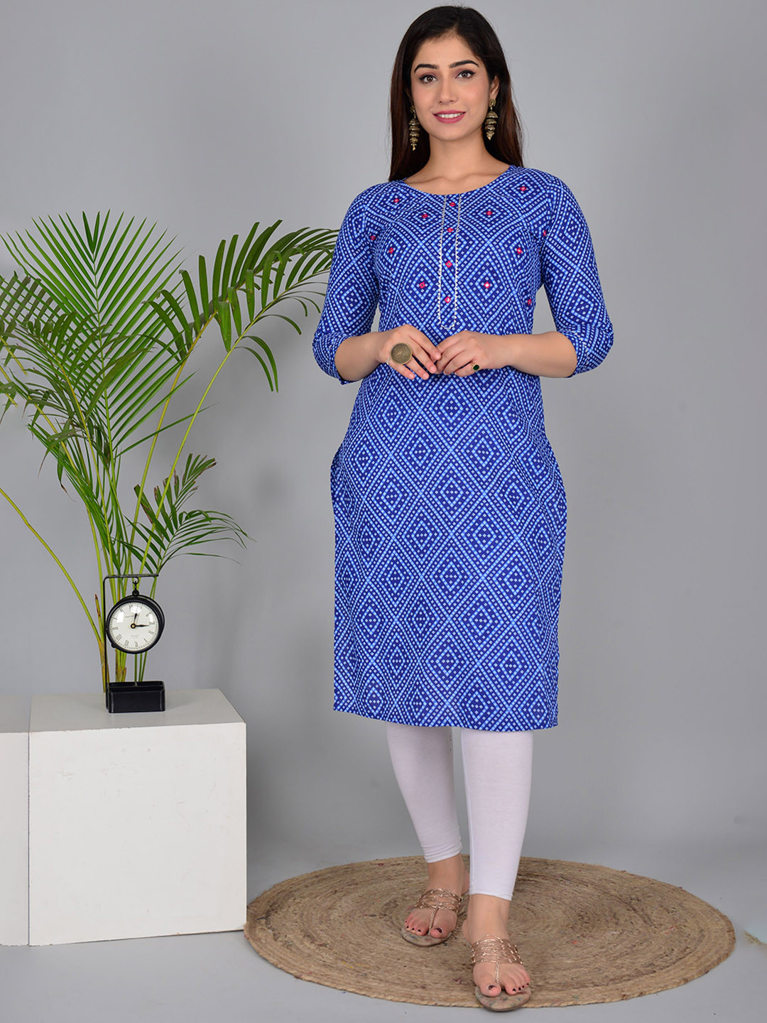 

MURLI KURTI Women Bandhani Kurta, Blue