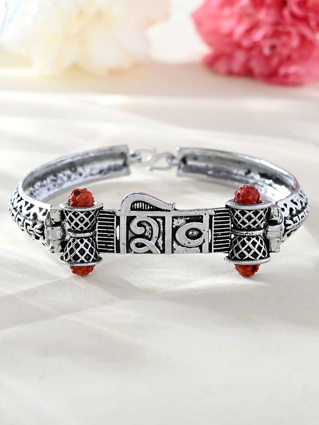 

VOJ Men Silver-Plated Stainless Steel Shiv Kada Bracelet