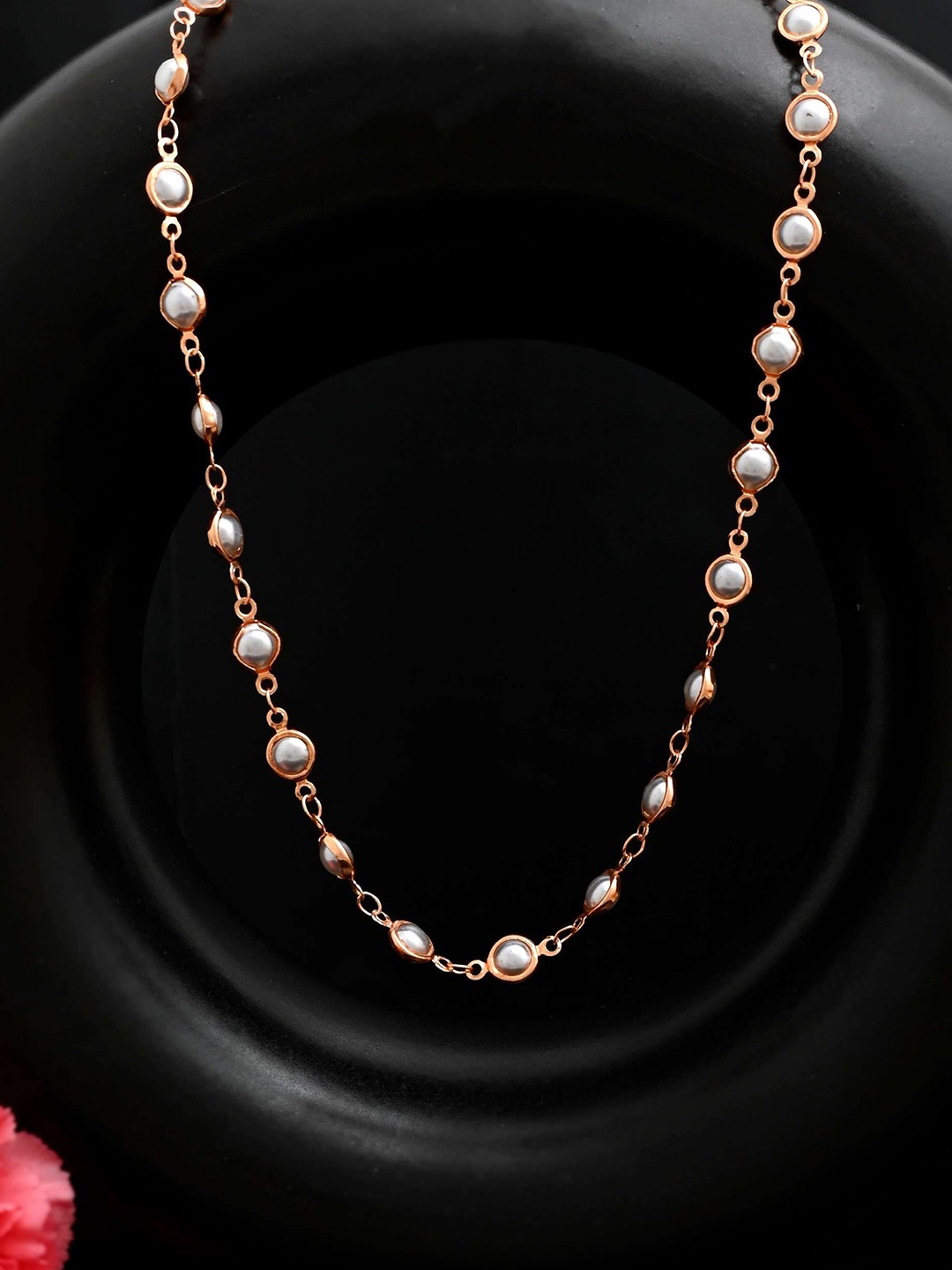 

VOJ Gold-Plated Stainless Steel Pearls Beaded Chain