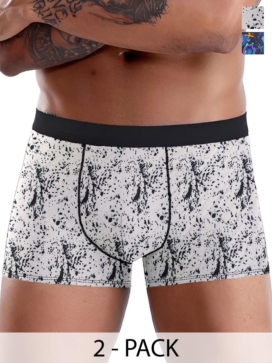 

DISPENSER Pack Of 2 Men Printed Breathability Trunk, White