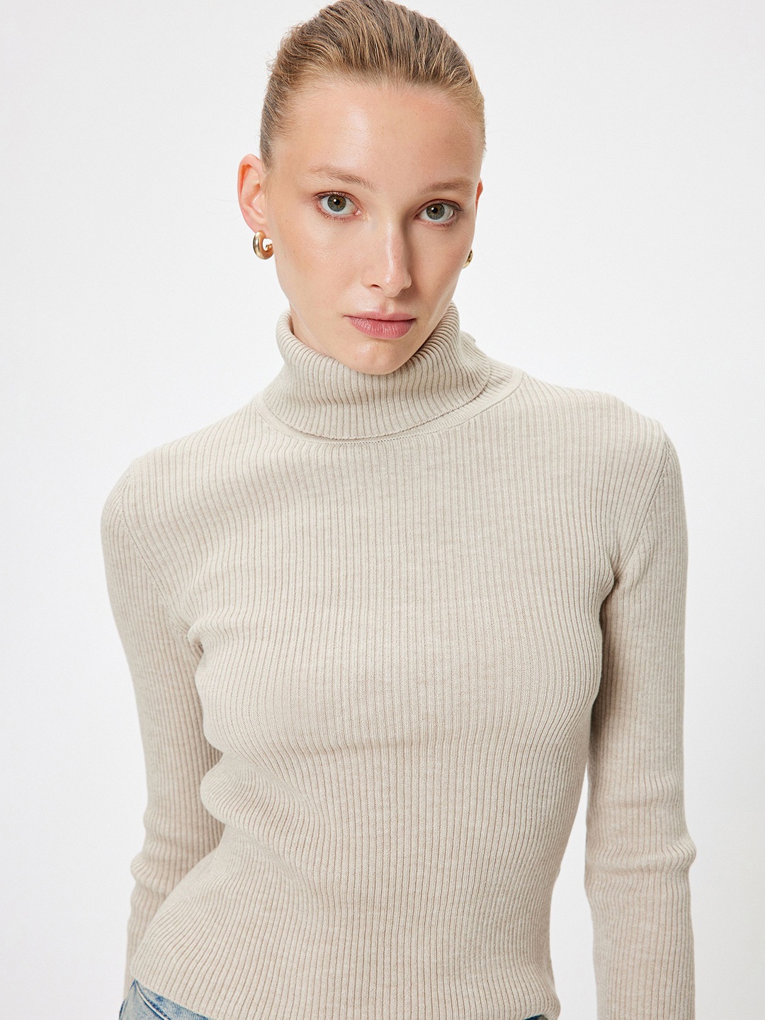 

Koton Women Striped Long Sleeves Pullover, Beige