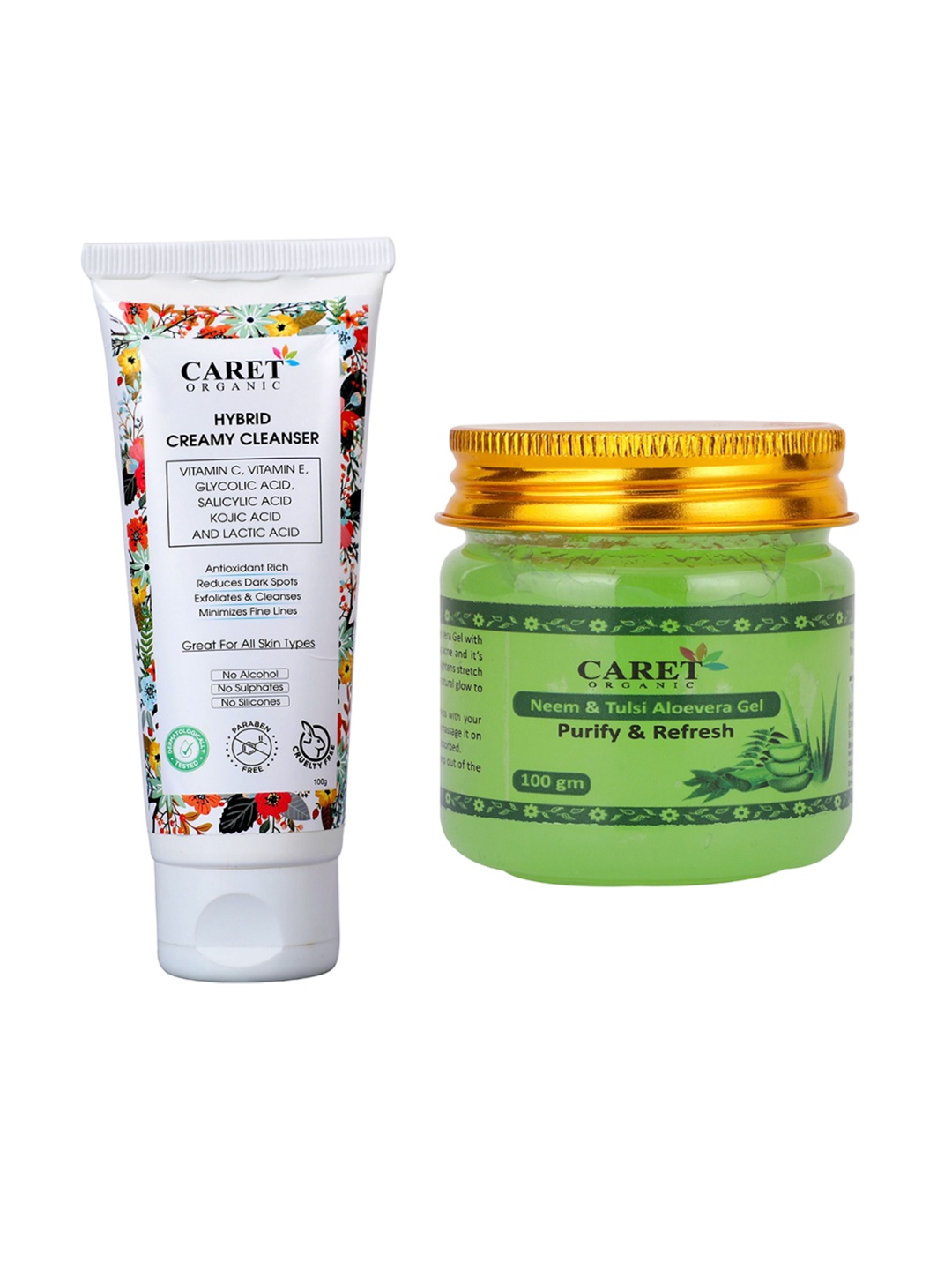 

CARET ORGANIC Hybrid Creamy Cleanser & Neem Tulsi & Aloe Vera Gel, White