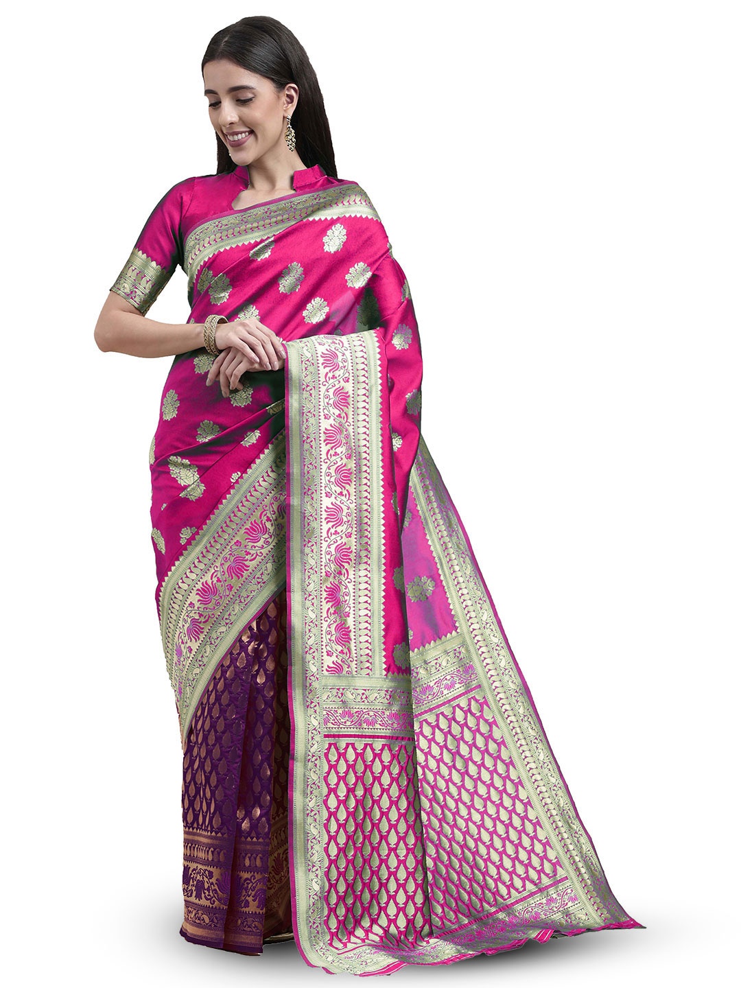 

Maroosh Woven Design Zari Zari Saree, Purple