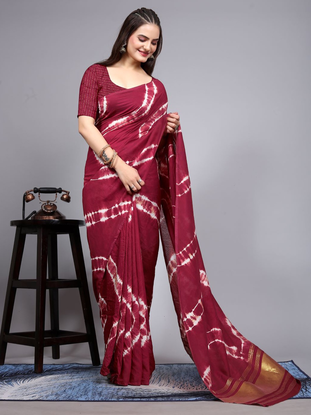 

Anouk Leheriya Zari Leheriya Saree, Maroon