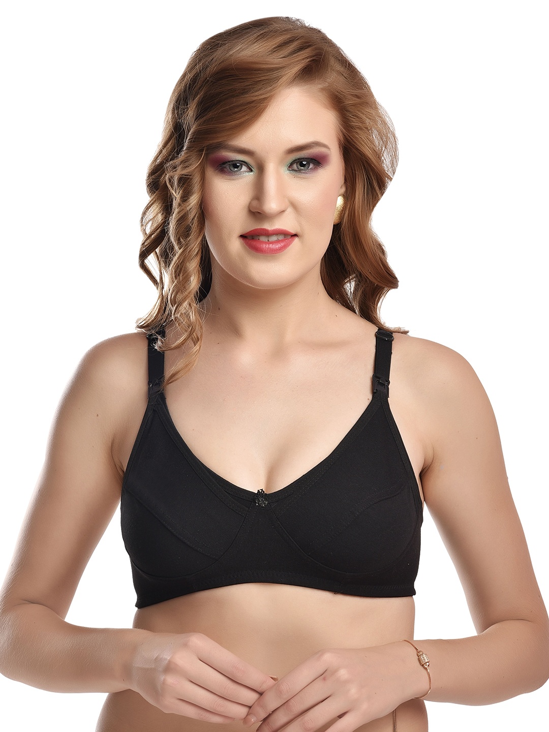 

new blue eyes Medium Coverage Maternity Bra, Black