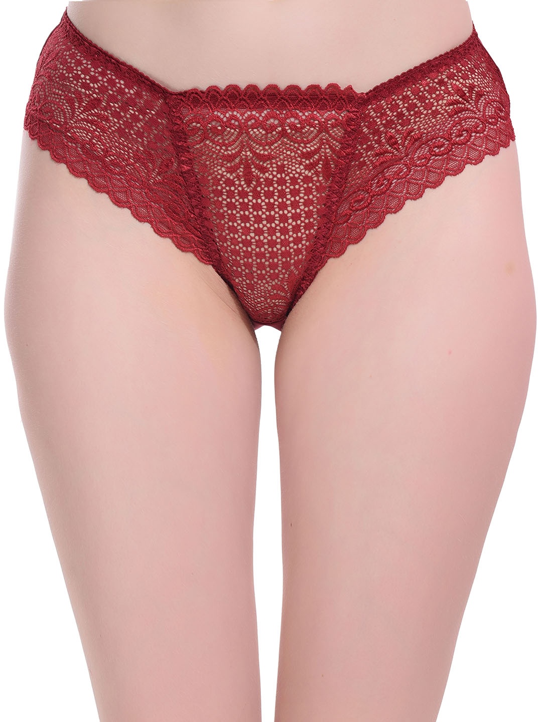 

new blue eyes Women Solid Mid-Rise Floral Lace Hipster Briefs, Red