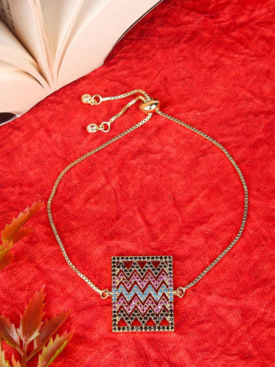 

KPOP Gold Plated Cubic Zirconia Studded Charm Bracelet