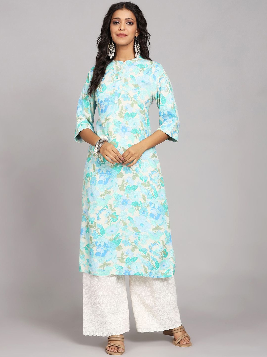 

Chandbaali Women Floral Printed Floral Kurta, Blue