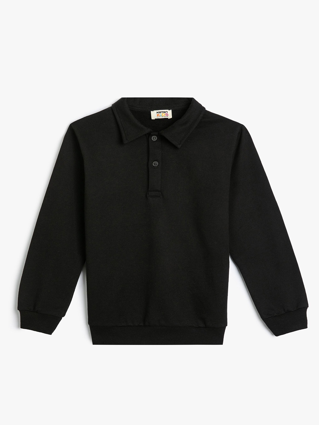 

Koton Boys Solid Shirt Collar Cotton Pullover Sweatshirt, Black