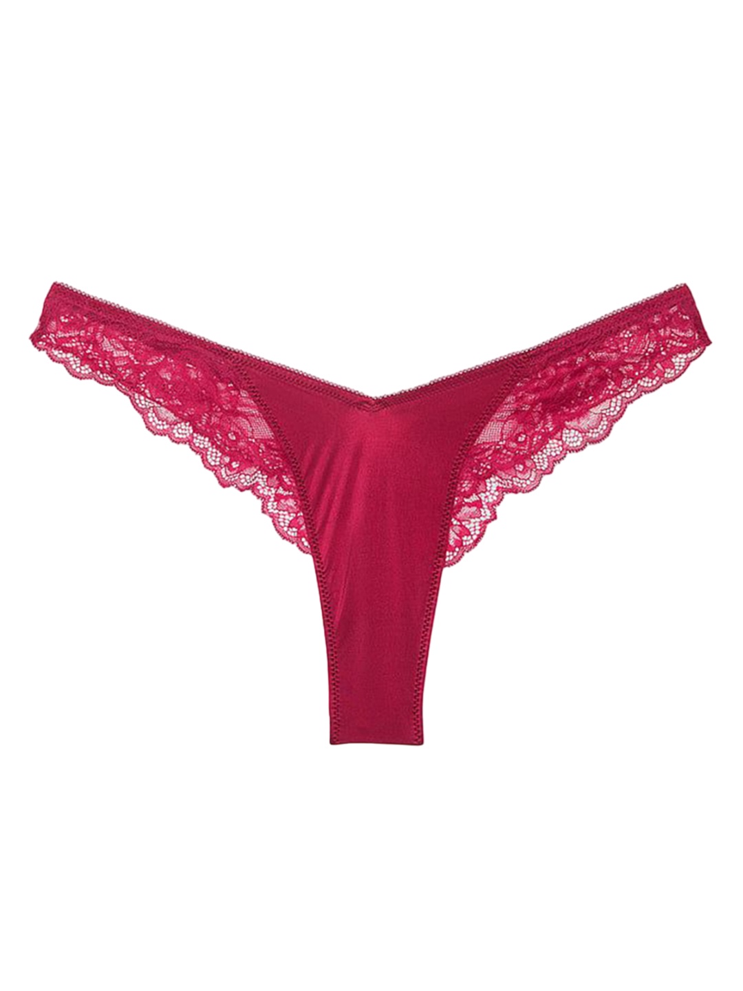 

Victoria's Secret Women Rose Lace-Trim High-Leg Thong Briefs, Red