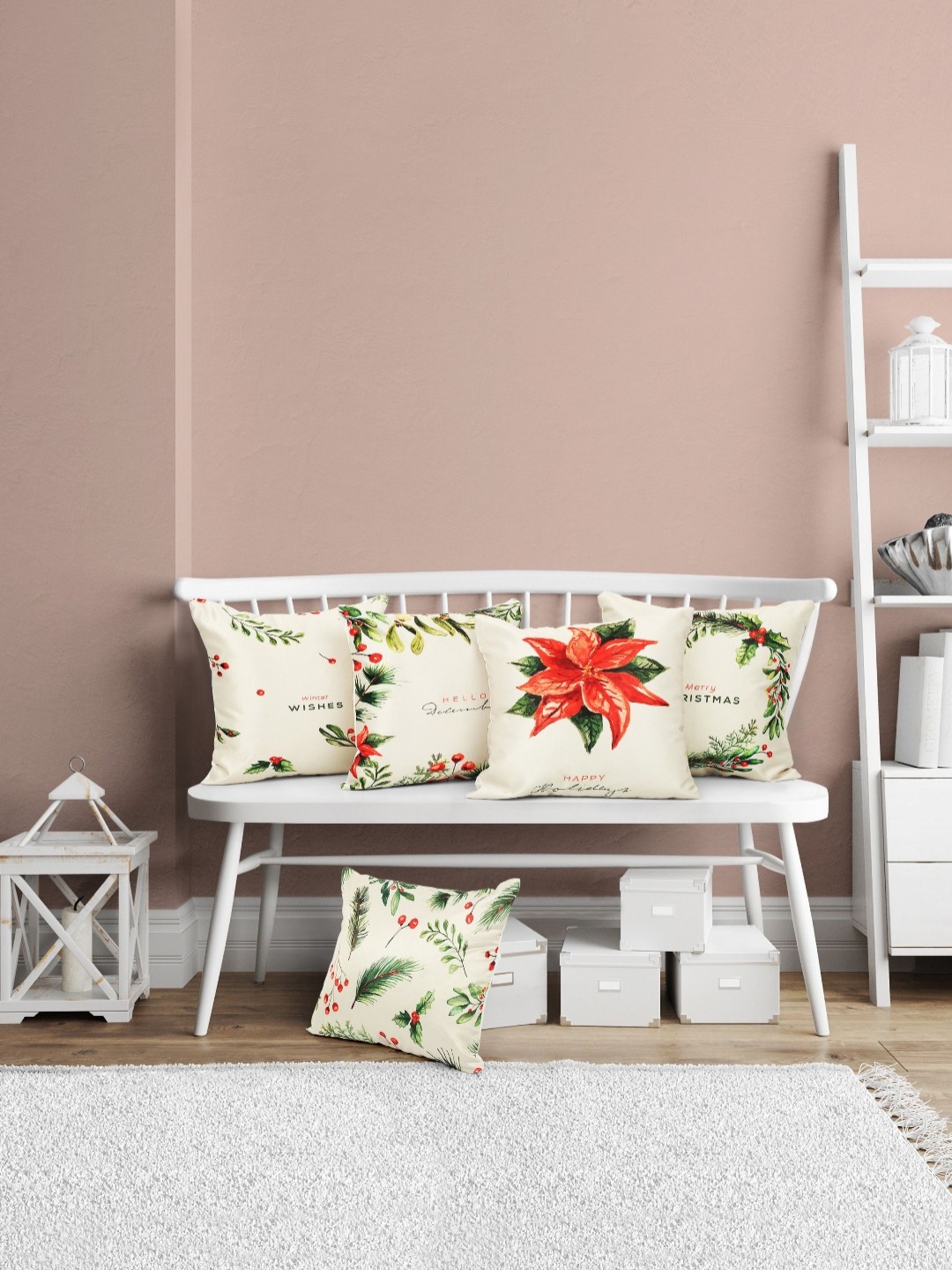 

Vendola White & Orange 5 Pieces Floral Printed Square Shaped Cushion Covers