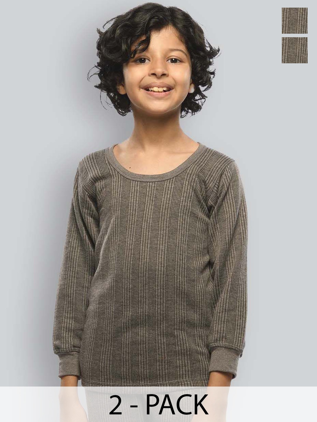 

INFERNO Infants Pack Of 2 Ribbed Thermal Tops, Grey