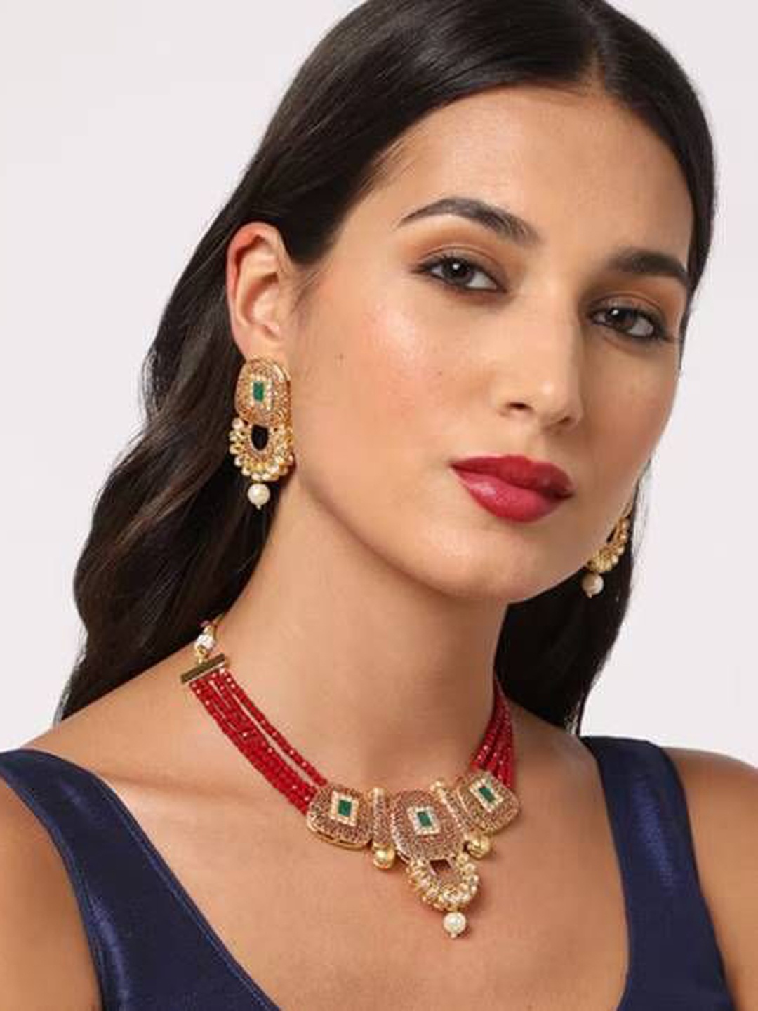 

The Pari Gold-Plated Crystal-Studded Jewellery Set