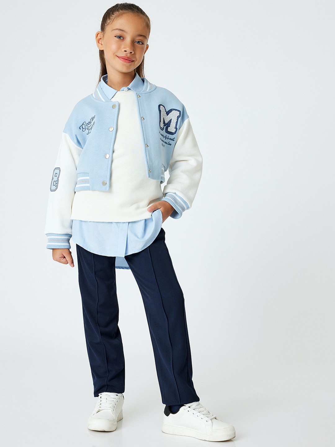 

Koton Girls Mid-Rise Regular Fit Trousers, Navy blue