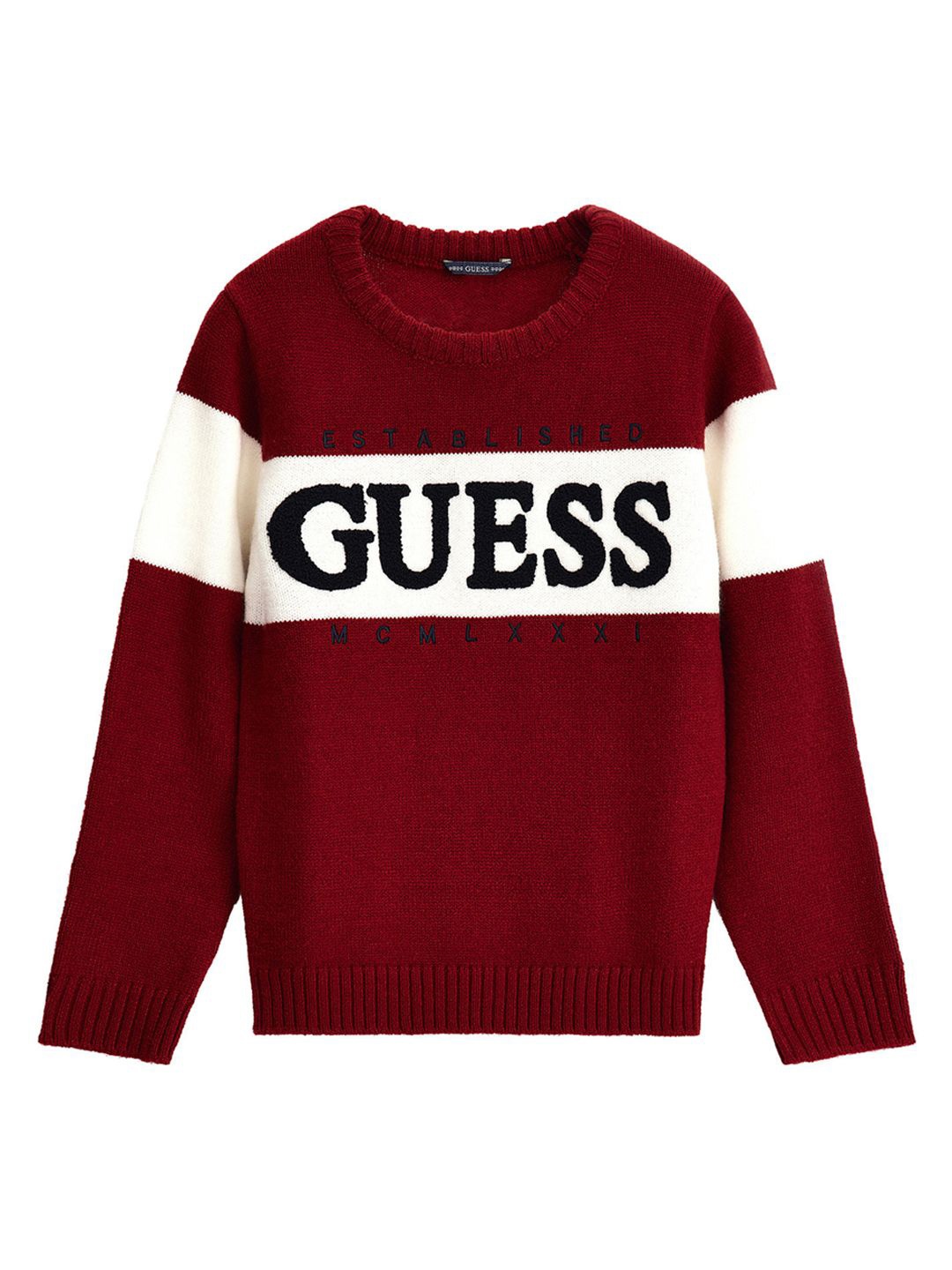 

GUESS kids Boys Typography Pullover, Maroon