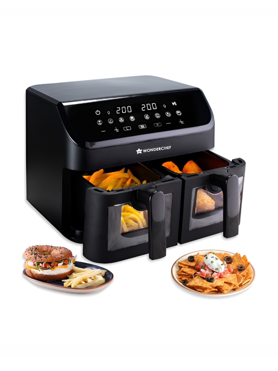 

Wonderchef Regenta Black 2000 Watt Dual Basket Air Fryer 9 L