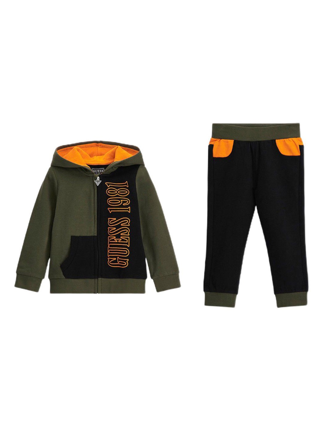 

GUESS kids Girls Mid-Rise Cotton Tracksuits, Olive
