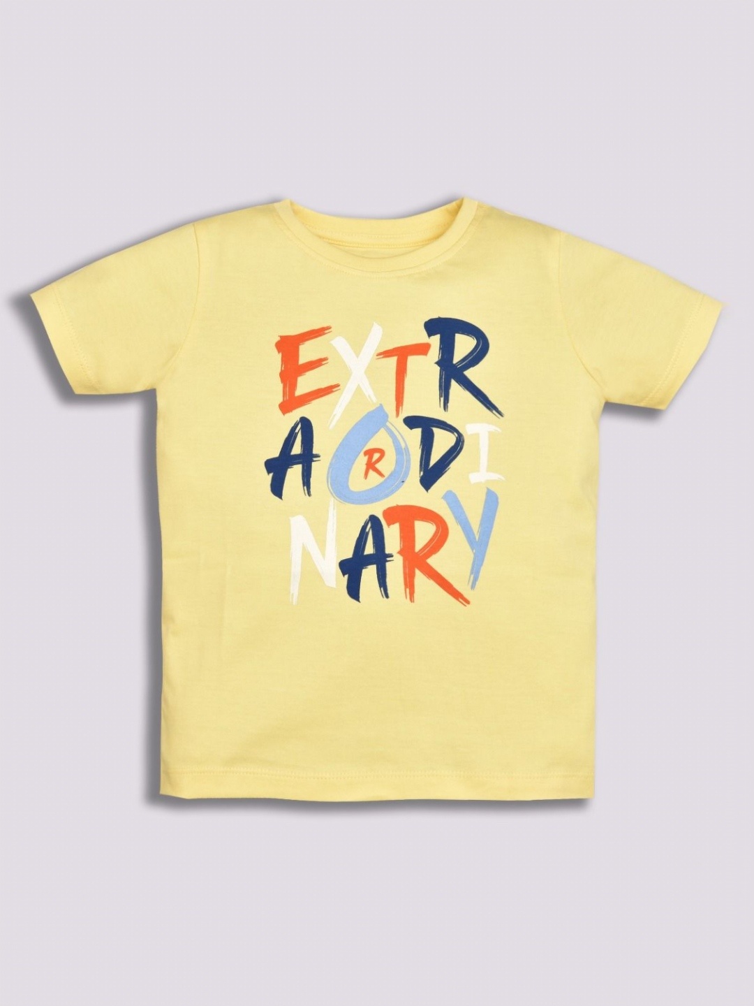 

YK Boys Typography Printed Round Neck Cotton T-shirt, Beige