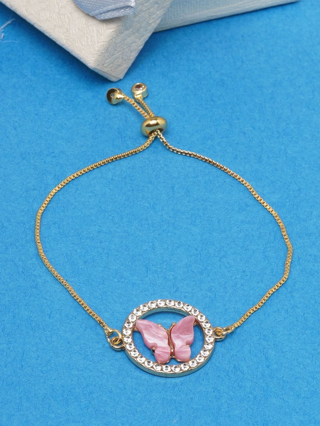 

KPOP Gold-Plated Cubic Zirconia Studded Charm Bracelet