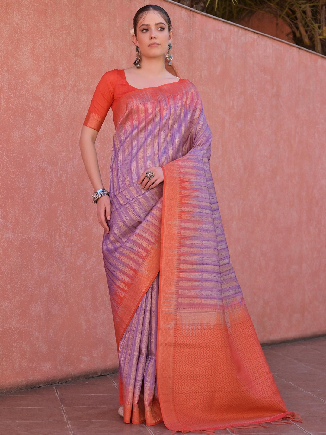 

Kandora Woven Design Pure Silk Tussar Saree, Purple