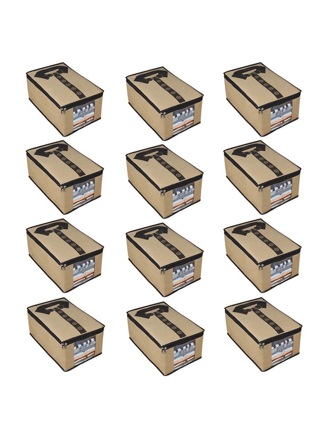 

prettykrafts Beige & Black 12 Pcs Regular Multi-Utility Organisers