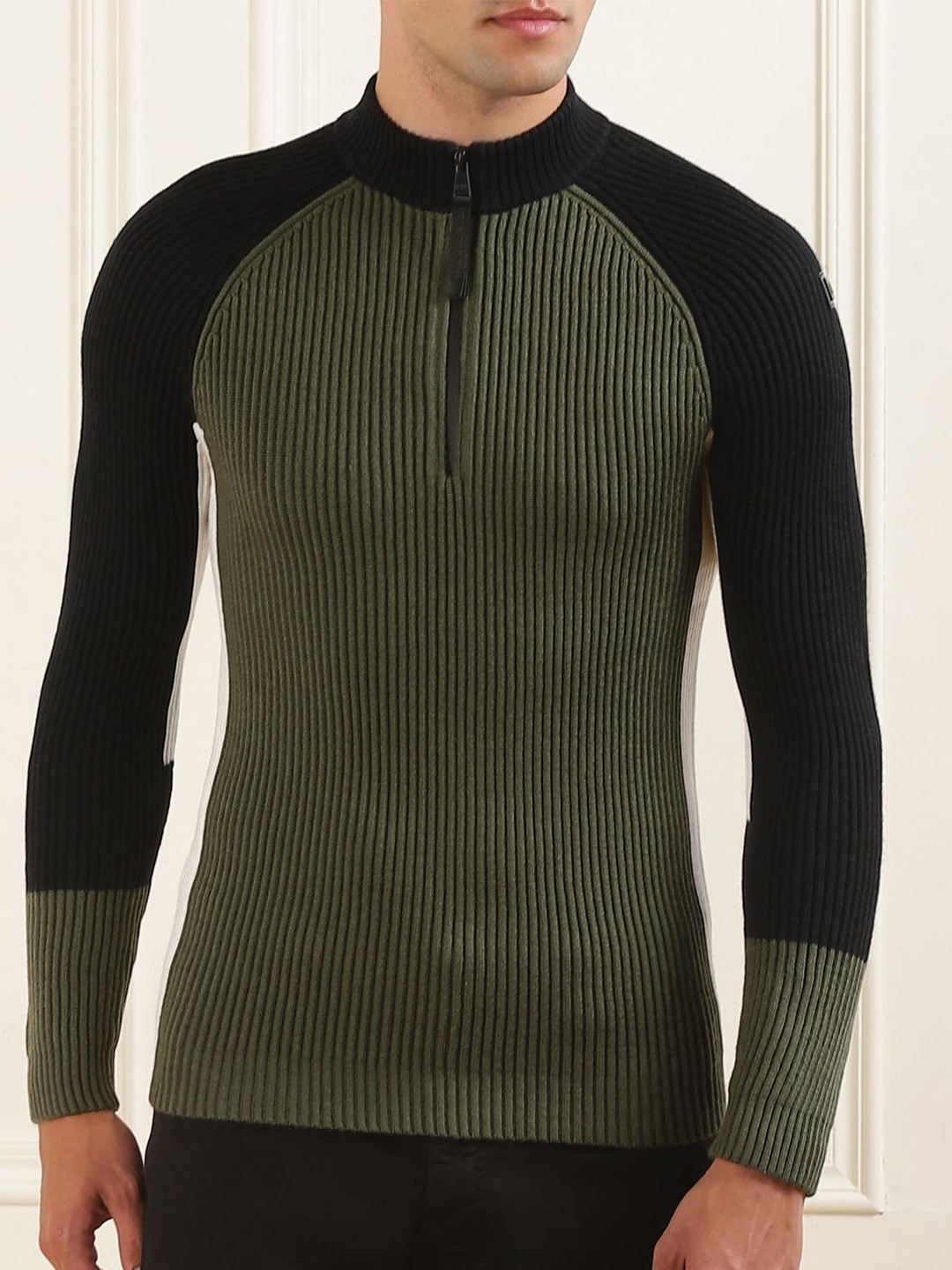 

Karl Lagerfeld Men Ribbed Woollen Pullover, Green