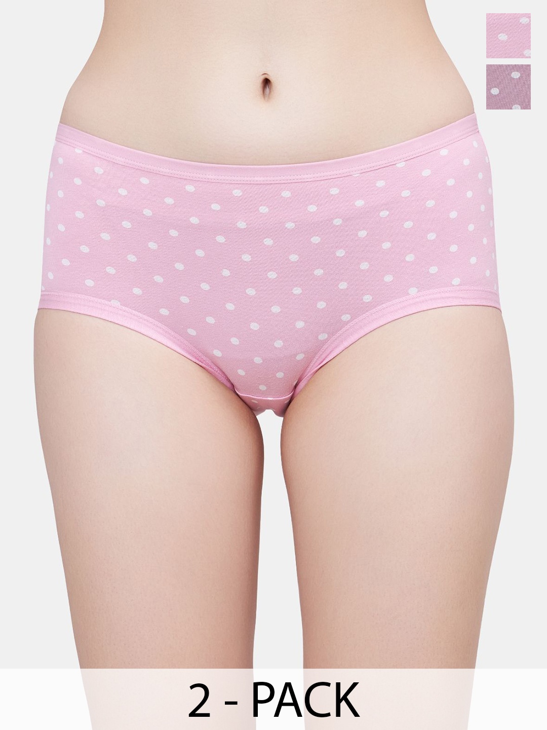 

PLUMBURY Women Pack Of 2 Polka Dot Printed Hipster Brief, Pink