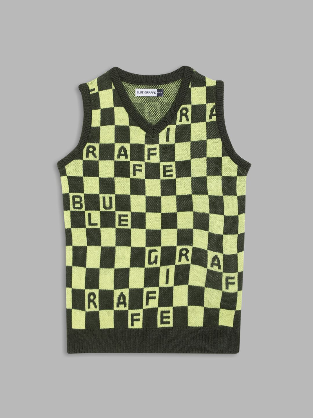 

Blue Giraffe Boys Checked Woollen Sweater Vest, Green