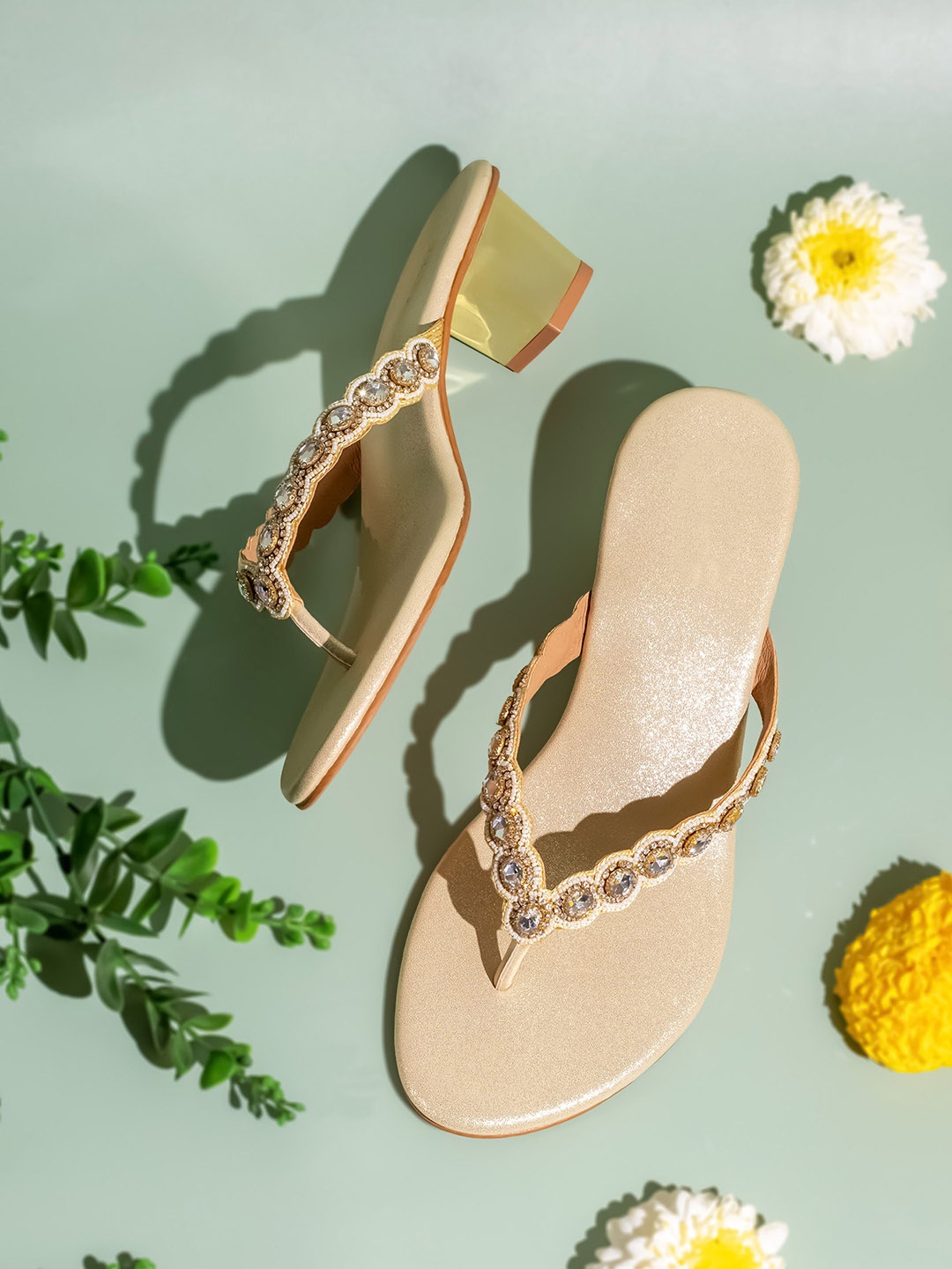 

Inc 5 Women Embellished Block Heel Sandals, Gold